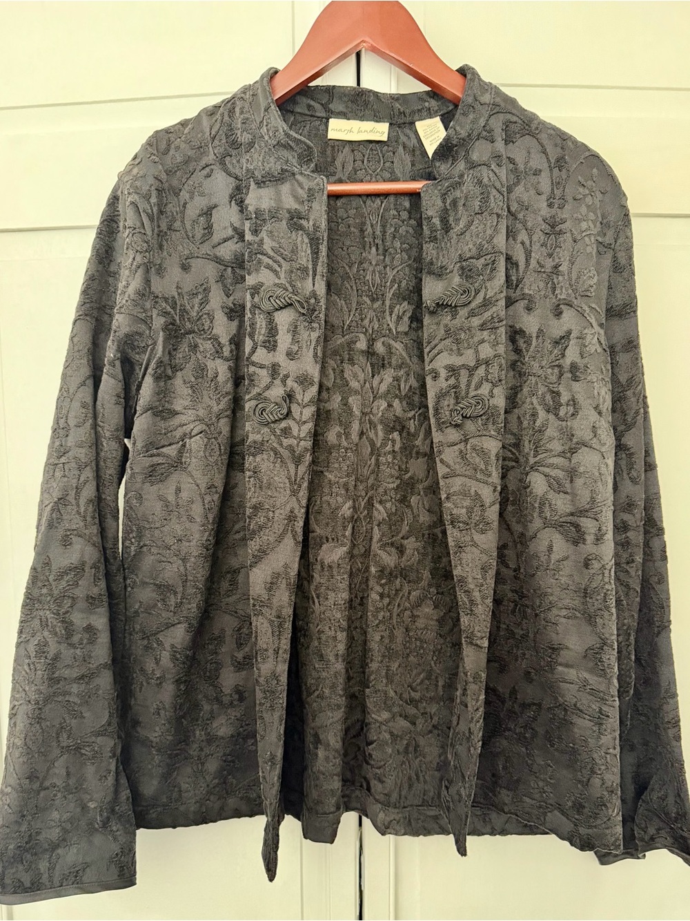 Marsh Landing Black Textured Open-Front Cardigan Jacket